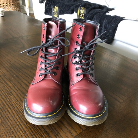 SOLD/ Dr. Martens 1460 Burgundy Boots - Picture 3 of 8